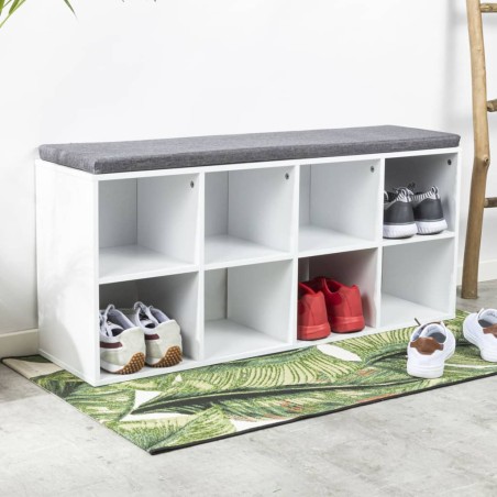 HI Schuhregal mit Kissen 103,5x29x48 cm Schwarz