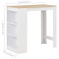 vidaXL Bartisch mit Regal Weiß 110x50x103 cm vidaXL Bartisch mit Regal Weiß 110x50x103 cm