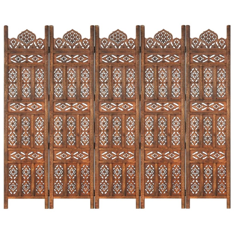 vidaXL 5-tlg. Raumteiler Handgeschnitzt Braun 200×165 cm Mangoholz vidaXL 5-tlg. Raumteiler Handgeschnitzt Braun 200×165 cm Mangoholz