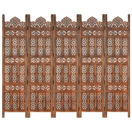 vidaXL 5-tlg. Raumteiler Handgeschnitzt Braun 200×165 cm Mangoholz