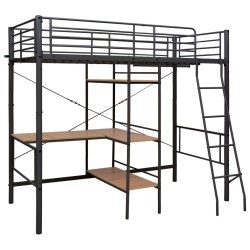 vidaXL Etagenbett mit Tischrahmen Grau Metall 90x200 cm