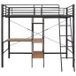 vidaXL Etagenbett mit Tischrahmen Grau Metall 90x200 cm
