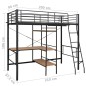 vidaXL Etagenbett mit Tischrahmen Grau Metall 90x200 cm