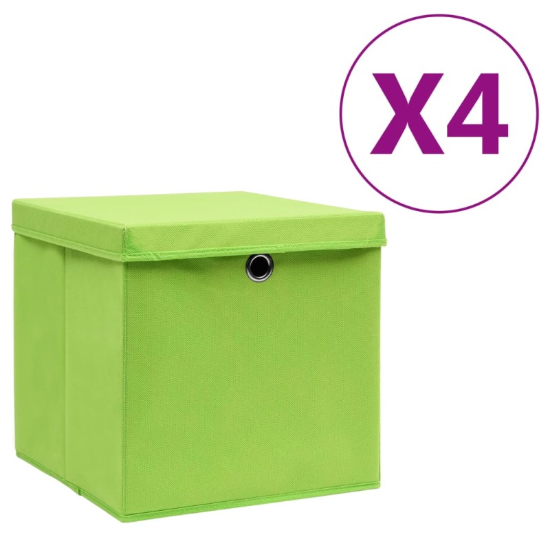 vidaXL Aufbewahrungsboxen mit Deckeln 4 Stk. 28x28x28 cm Grün vidaXL Aufbewahrungsboxen mit Deckeln 4 Stk. 28x28x28 cm Grün