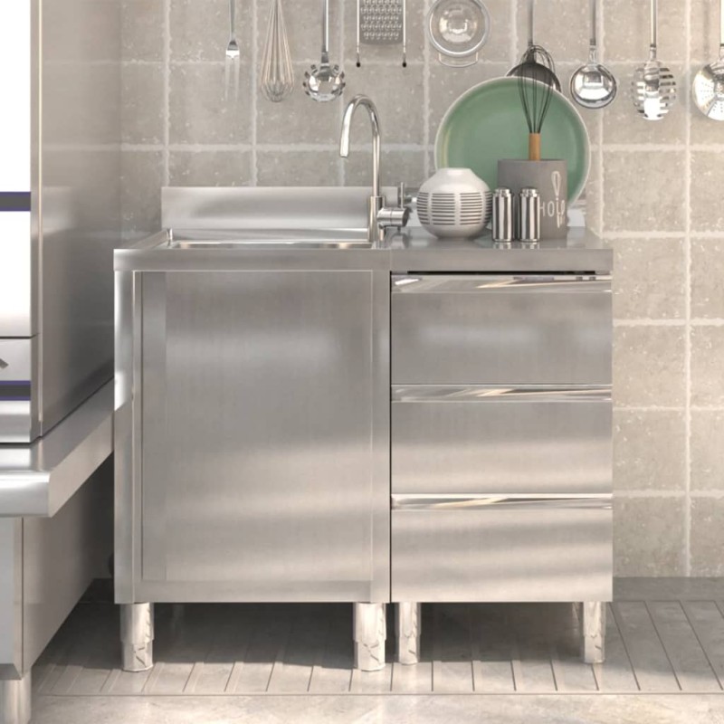 vidaXL Gastro-Küchenschränke 2 Stk. Edelstahl vidaXL Gastro-Küchenschränke 2 Stk. Edelstahl