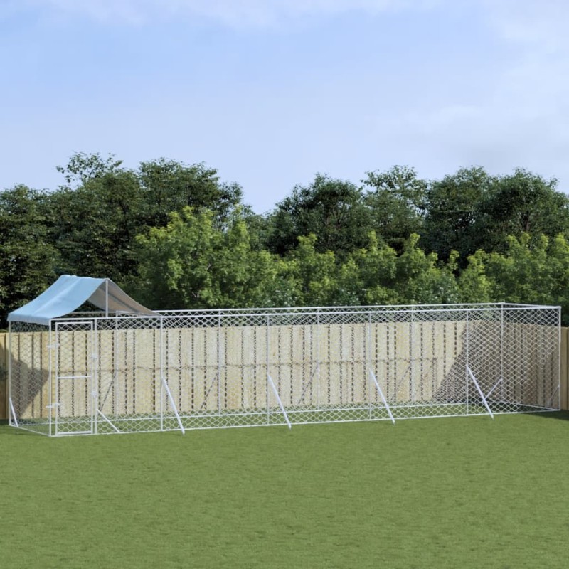 vidaXL Outdoor-Hundezwinger mit Dach Silbern 10x2x2,5 m Stahl Verzinkt vidaXL Outdoor-Hundezwinger mit Dach Silbern 10x2x2,5 m Stahl Verzinkt