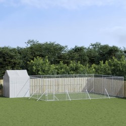 vidaXL Outdoor-Hundezwinger mit Dach Silbern 10x6x2,5 m Stahl Verzinkt