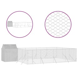 vidaXL Outdoor-Hundezwinger mit Dach Silbern 10x6x2,5 m Stahl Verzinkt
