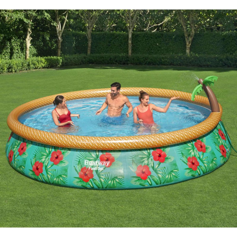 Bestway Fast Set Pool Aufblasbar Paradise Palms 457x84 cm Bestway Fast Set Pool Aufblasbar Paradise Palms 457x84 cm