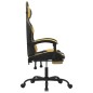 Gaming-Stuhl mit Fußstütze Drehbar Schwarz & Golden Kunstleder Gaming-Stuhl mit Fußstütze Drehbar Schwarz & Golden Kunstleder