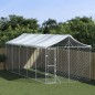 vidaXL Outdoor-Hundezwinger mit Dach Silbern 3x7,5x2,5m Stahl Verzinkt vidaXL Outdoor-Hundezwinger mit Dach Silbern 3x7,5x2,5m Stahl Verzinkt