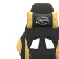 Gaming-Stuhl mit Fußstütze Drehbar Schwarz & Golden Kunstleder Gaming-Stuhl mit Fußstütze Drehbar Schwarz & Golden Kunstleder