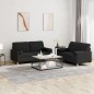 vidaXL 2-tlg. Sofagarnitur mit Kissen Schwarz Stoff vidaXL 2-tlg. Sofagarnitur mit Kissen Schwarz Stoff