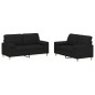 vidaXL 2-tlg. Sofagarnitur mit Kissen Schwarz Stoff vidaXL 2-tlg. Sofagarnitur mit Kissen Schwarz Stoff
