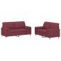 vidaXL 2-tlg. Sofagarnitur mit Kissen Weinrot Stoff vidaXL 2-tlg. Sofagarnitur mit Kissen Weinrot Stoff