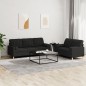 vidaXL 2-tlg. Sofagarnitur mit Kissen Schwarz Stoff vidaXL 2-tlg. Sofagarnitur mit Kissen Schwarz Stoff