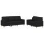 vidaXL 2-tlg. Sofagarnitur mit Kissen Schwarz Stoff vidaXL 2-tlg. Sofagarnitur mit Kissen Schwarz Stoff