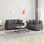 vidaXL 2-tlg. Sofagarnitur mit Kissen Grau Kunstleder vidaXL 2-tlg. Sofagarnitur mit Kissen Grau Kunstleder