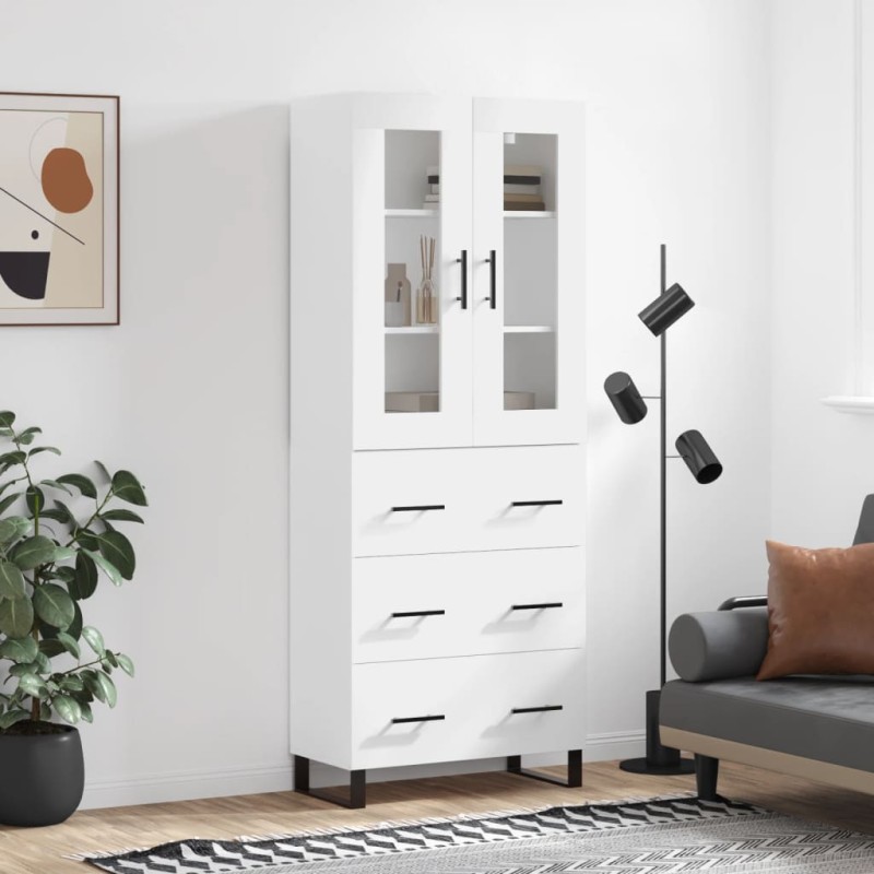 Highboard Weiß 69,5x34x180 cm Holzwerkstoff Highboard Weiß 69,5x34x180 cm Holzwerkstoff