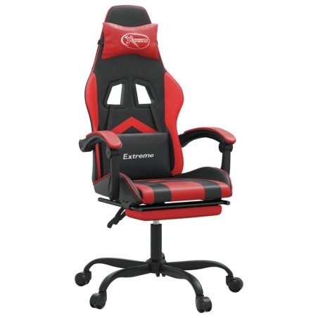 vidaXL Gaming-Stuhl mit Fußstütze Drehbar Schwarz & Rot Kunstleder