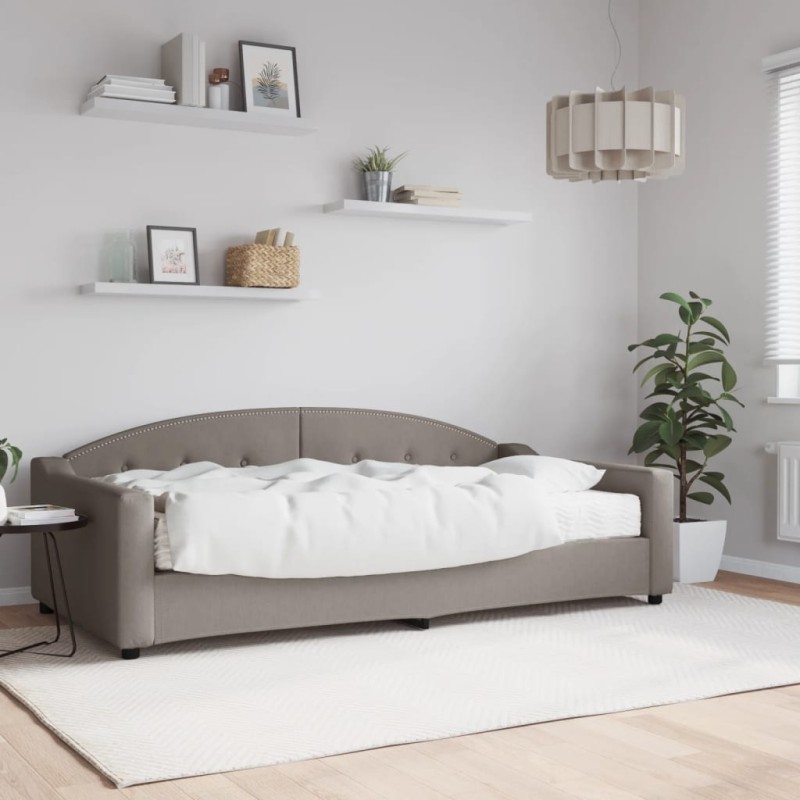 vidaXL Tagesbett mit Matratze Taupe 100x200 cm Stoff vidaXL Tagesbett mit Matratze Taupe 100x200 cm Stoff