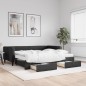vidaXL Tagesbett Ausziehbar mit Schubladen Schwarz 90x200 cm Stoff vidaXL Tagesbett Ausziehbar mit Schubladen Schwarz 90x200 cm Stoff