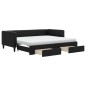 vidaXL Tagesbett Ausziehbar mit Schubladen Schwarz 90x200 cm Stoff vidaXL Tagesbett Ausziehbar mit Schubladen Schwarz 90x200 cm Stoff