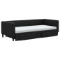 vidaXL Tagesbett Ausziehbar mit Schubladen Schwarz 90x200 cm Stoff vidaXL Tagesbett Ausziehbar mit Schubladen Schwarz 90x200 cm Stoff