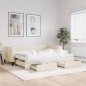vidaXL Tagesbett Ausziehbar mit Schubladen Creme 90x200 cm Stoff vidaXL Tagesbett Ausziehbar mit Schubladen Creme 90x200 cm Stoff
