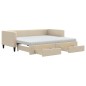 vidaXL Tagesbett Ausziehbar mit Schubladen Creme 90x200 cm Stoff vidaXL Tagesbett Ausziehbar mit Schubladen Creme 90x200 cm Stoff