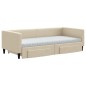 vidaXL Tagesbett Ausziehbar mit Schubladen Creme 90x200 cm Stoff vidaXL Tagesbett Ausziehbar mit Schubladen Creme 90x200 cm Stoff