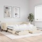 vidaXL Tagesbett Ausziehbar mit Schubladen Creme 100x200 cm Stoff vidaXL Tagesbett Ausziehbar mit Schubladen Creme 100x200 cm Stoff