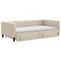 vidaXL Tagesbett Ausziehbar mit Schubladen Creme 100x200 cm Stoff vidaXL Tagesbett Ausziehbar mit Schubladen Creme 100x200 cm Stoff