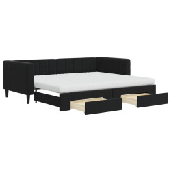 vidaXL Tagesbett Ausziehbar mit Schubladen Schwarz 90x200 cm Samt