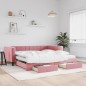 vidaXL Tagesbett Ausziehbar mit Schubladen Rosa 100x200 cm Samt vidaXL Tagesbett Ausziehbar mit Schubladen Rosa 100x200 cm Samt