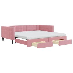 vidaXL Tagesbett Ausziehbar mit Schubladen Rosa 100x200 cm Samt