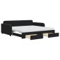 vidaXL Tagesbett Ausziehbar mit Schubladen Schwarz 100x200 cm Samt vidaXL Tagesbett Ausziehbar mit Schubladen Schwarz 100x200 cm Samt