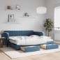 vidaXL Tagesbett Ausziehbar mit Schubladen Blau 100x200 cm Samt vidaXL Tagesbett Ausziehbar mit Schubladen Blau 100x200 cm Samt