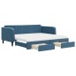 vidaXL Tagesbett Ausziehbar mit Schubladen Blau 100x200 cm Samt vidaXL Tagesbett Ausziehbar mit Schubladen Blau 100x200 cm Samt