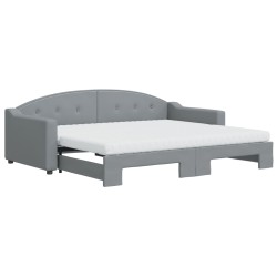 vidaXL Tagesbett Ausziehbar mit Matratze Hellgrau 90x200 cm Stoff