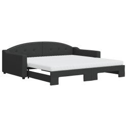 vidaXL Tagesbett Ausziehbar mit Matratzen Schwarz 100x200 cm Stoff
