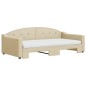 vidaXL Tagesbett Ausziehbar mit Matratzen Creme 100x200 cm Stoff vidaXL Tagesbett Ausziehbar mit Matratzen Creme 100x200 cm Stoff