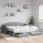 vidaXL Tagesbett Ausziehbar mit Schubladen Hellgrau 90x190 cm Stoff vidaXL Tagesbett Ausziehbar mit Schubladen Hellgrau 90x190 cm Stoff
