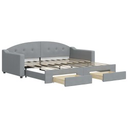 vidaXL Tagesbett Ausziehbar mit Schubladen Hellgrau 90x190 cm Stoff