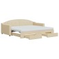 vidaXL Tagesbett Ausziehbar mit Schubladen Creme 90x200 cm Stoff vidaXL Tagesbett Ausziehbar mit Schubladen Creme 90x200 cm Stoff