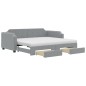 vidaXL Tagesbett Ausziehbar mit Schubladen Hellgrau 100x200 cm Stoff vidaXL Tagesbett Ausziehbar mit Schubladen Hellgrau 100x200 cm Stoff