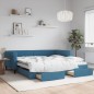 vidaXL Tagesbett Ausziehbar mit Schubladen Blau 100x200 cm Samt vidaXL Tagesbett Ausziehbar mit Schubladen Blau 100x200 cm Samt