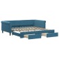vidaXL Tagesbett Ausziehbar mit Schubladen Blau 100x200 cm Samt vidaXL Tagesbett Ausziehbar mit Schubladen Blau 100x200 cm Samt