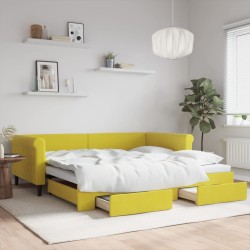 vidaXL Tagesbett Ausziehbar mit Schubladen Gelb 100x200 cm Samt