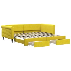 vidaXL Tagesbett Ausziehbar mit Schubladen Gelb 100x200 cm Samt